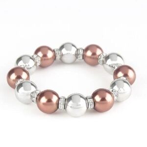 Elegant Silver and Bronze Beaded Bracelet